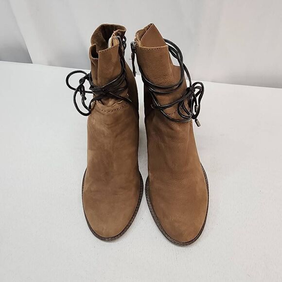 Franco Sarto Women's Size 7.5M Edaline Brown Leather Wrap Around Ankle Booties B - Picture 7 of 13